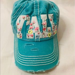 Frayed Trucker Hat Hey Y’All Distressed Teal